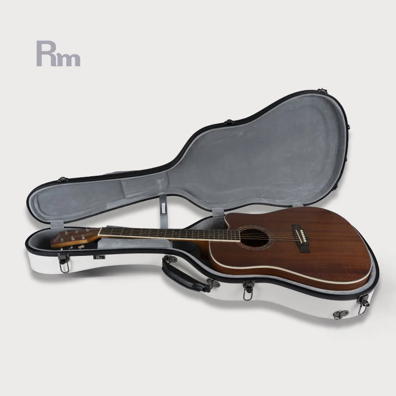 Black White Fiber Glass Guitar Case Waterproof Leather Cover Custom Guitar Hard Case Durable Hard Case For Acoustic Guitar
