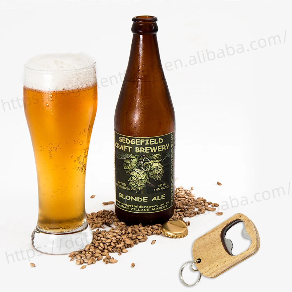 Tailai Wooden Keychain with Integrated Bottle Opener and Beer Bottle Wall Hanging Opener Magnetic Personalized Engraving Option