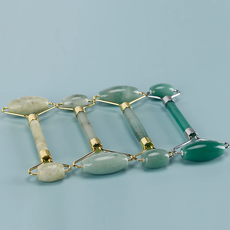 Custom Logo Facial jade roller Massage Tool Green Massager Roller guasha Set  Anti Aging Anti Wrinkle Skin care products