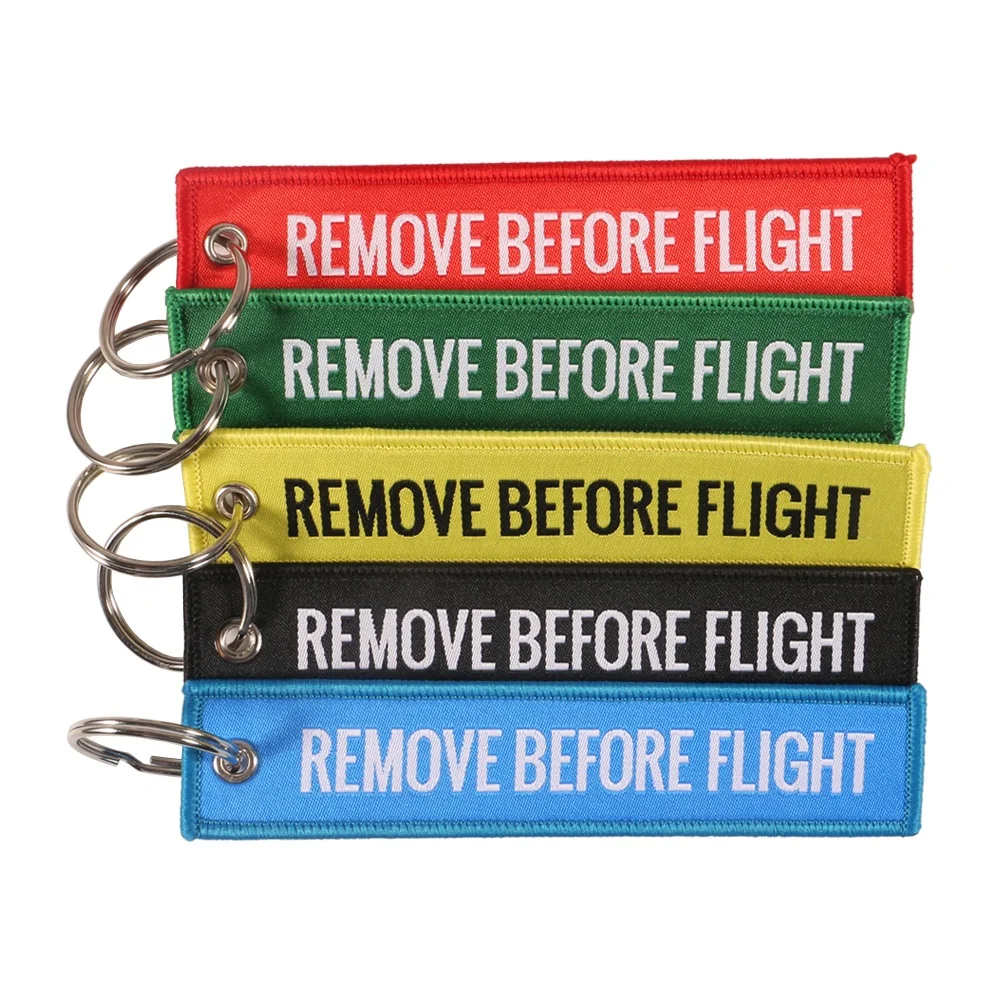 REMOVE BEFORE FLIGHT Keychain Woven Key Tag For Wholesale Custom Woven Keychain