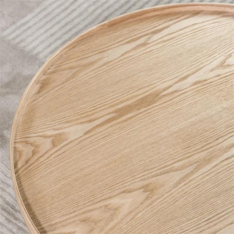 Creative American Wooden Furniture Coffee Tables Ash Wood Slab Frame Circle Birch Small Solid Wood Coffee Table Side Tea Table