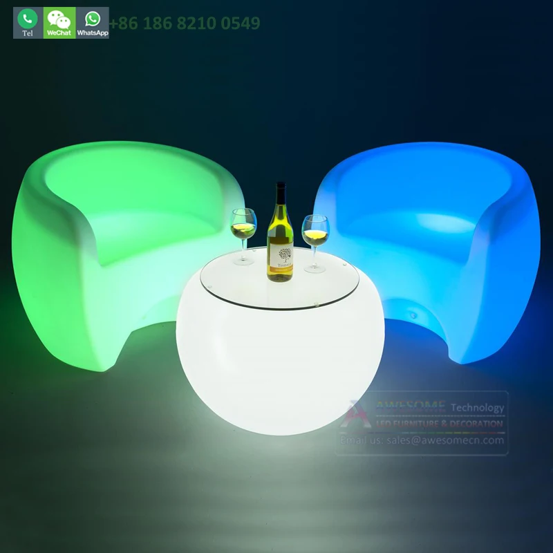 light up sofa side orange shaped glass ball table led round tea tables furniture (TP112)