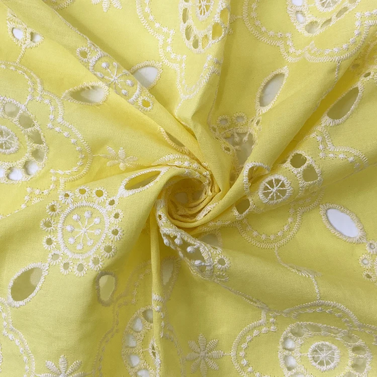 Harvest Cotton Embroidery Anglaise patterns woman top fashionable woven cotton 3D eyelet floral embroidery fabric for dress