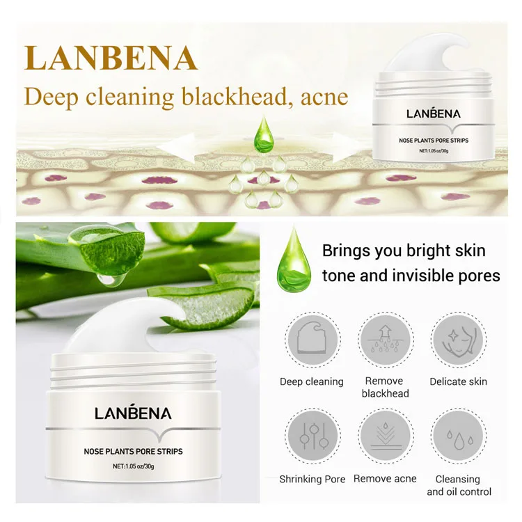 LANBENA New Face Blackheads Remover Peel Off Black Dots Mask  Nose Pore Strips Stickers Nose Mask