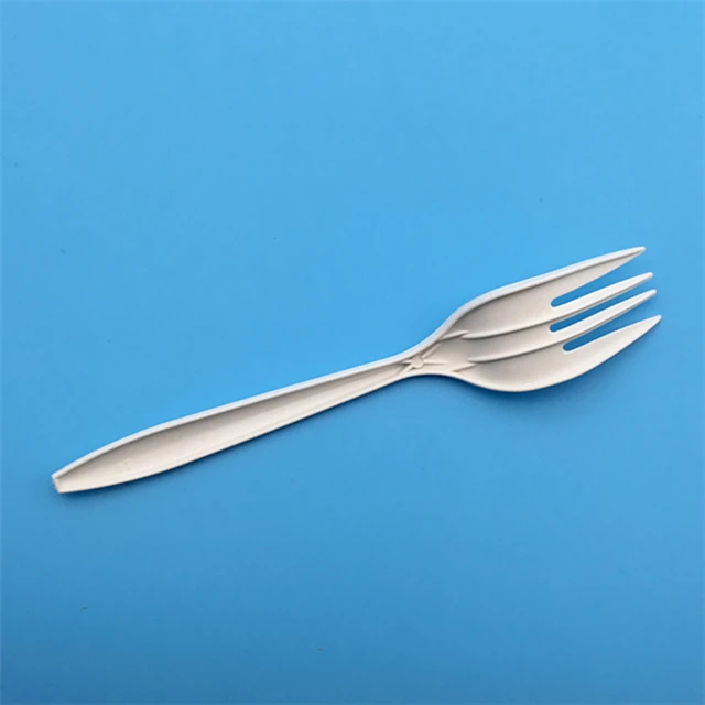 eco friendly cpla plastic biodegradable pink disposable spork bread knife spoon and fork cutlery set