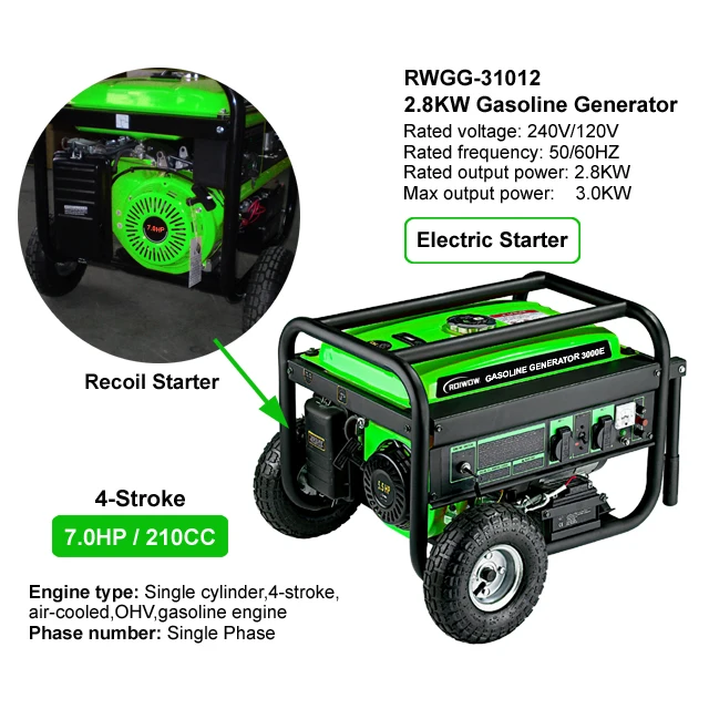 2.8KW Small Electric Petrol Engine Generator Portable For Home House Use Gas Power Gasoline Generator Price Spare Parts For Sale