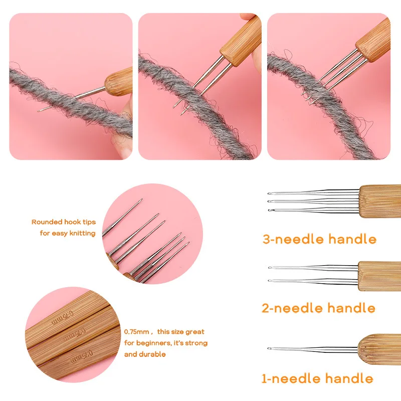 Customized Professional Cross Border New Beginner Crochet Set Diy Hand Knitting Tools Portable Dreadlocks Set Crochet Bag