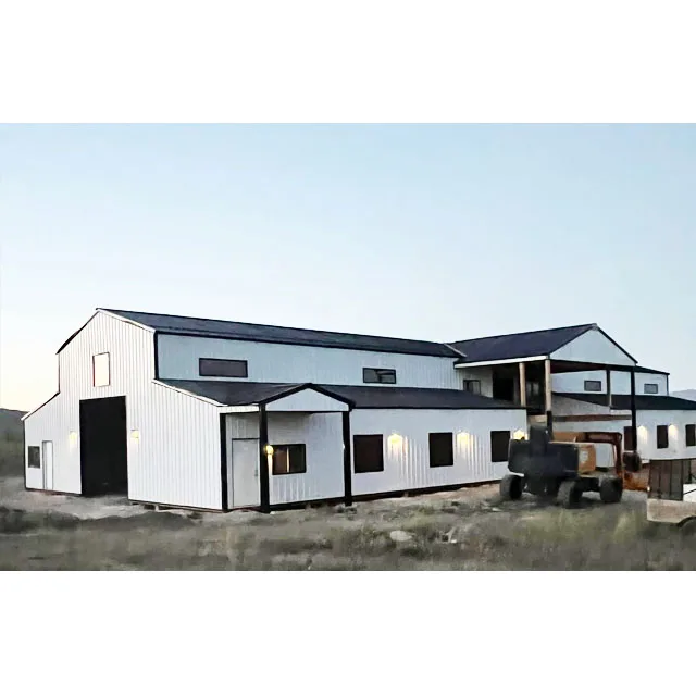 complete build removable cheap low price prefab light steel metal structure horse barn building with gutter for hot sale