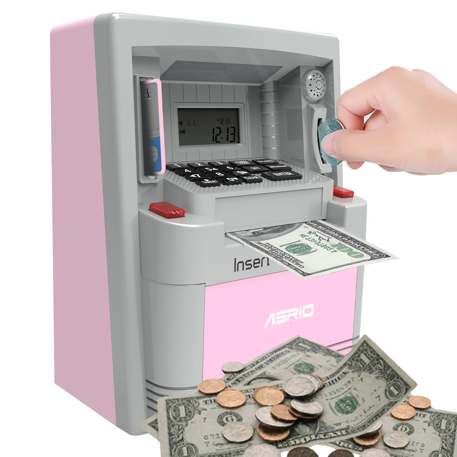 Hot atm piggy bank machine with lcd display Mini Money Box Safety Password Coin Cash Deposit Gift for Children Kids toys