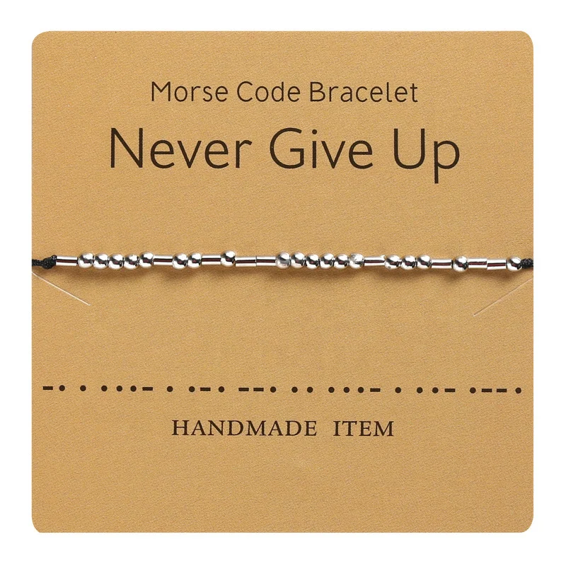 Simple Cheap Inspired Bracelet Custom Hidden Word Morse Code Silver Faith Cord Bracelet