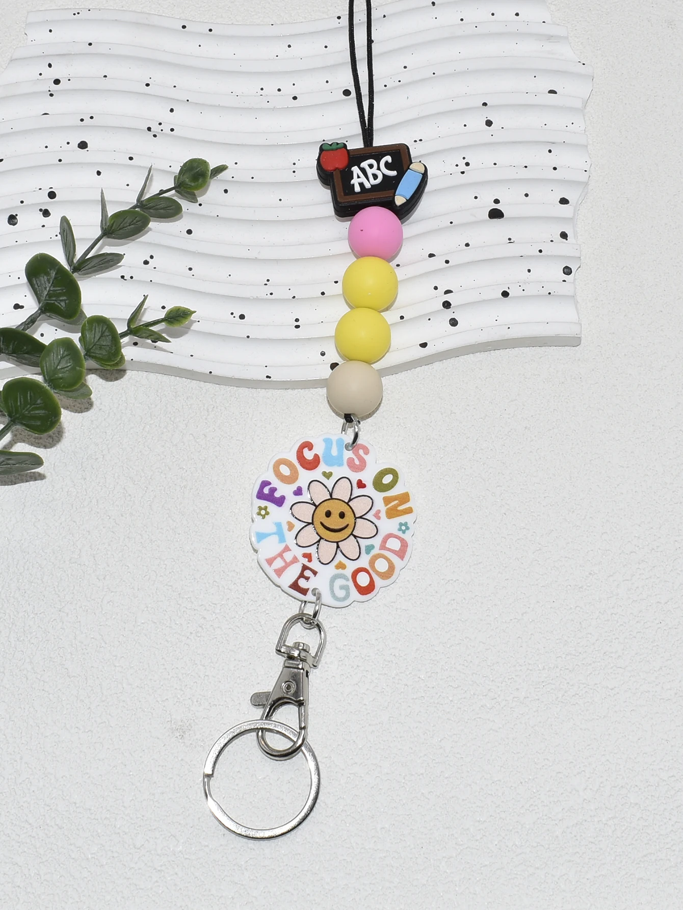 Silicone blackboard Beads With Personalized Acrylic Charms Keychain Lanyard For teachers 2024 idea
