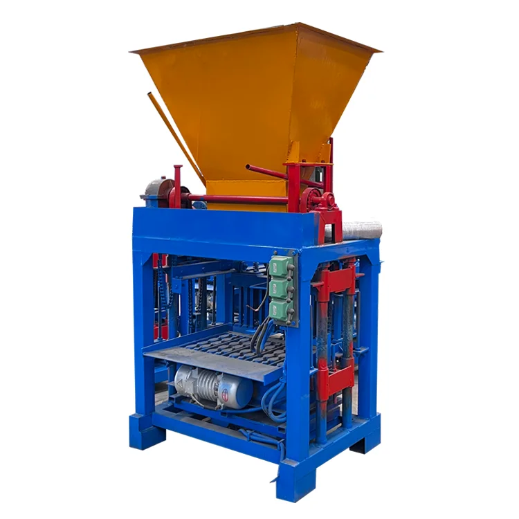 Hopper high efficiency loading hallow blocks making machine hollow block making machine qt4 cinder block making machines