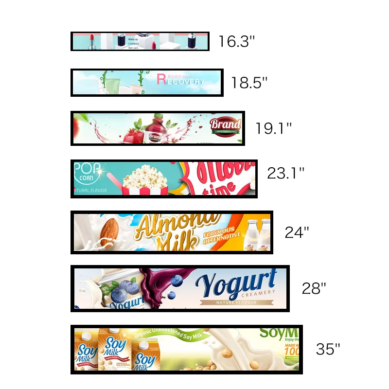 
19.5 Inch Wall Mounted Stretched Bar Icd Display Digital Signage and Dislays Advertising Player Kiosk 