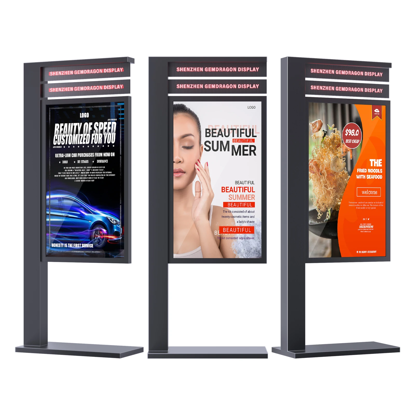 Outdoor waterproof advertising high brightness lcd digital sigange FHD 43 55 65 monitor panel display