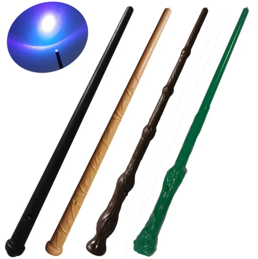Lighted Magic Wands Wizard Witch Wand Sound Illuminating Wand 14.6 Inch Halloween Party Costume Cosplay Accessory Brown
