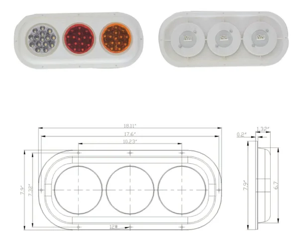 Светодиодные комбинированные стоп-сигналы 18,19*7,95, задние фары для полуприцепа