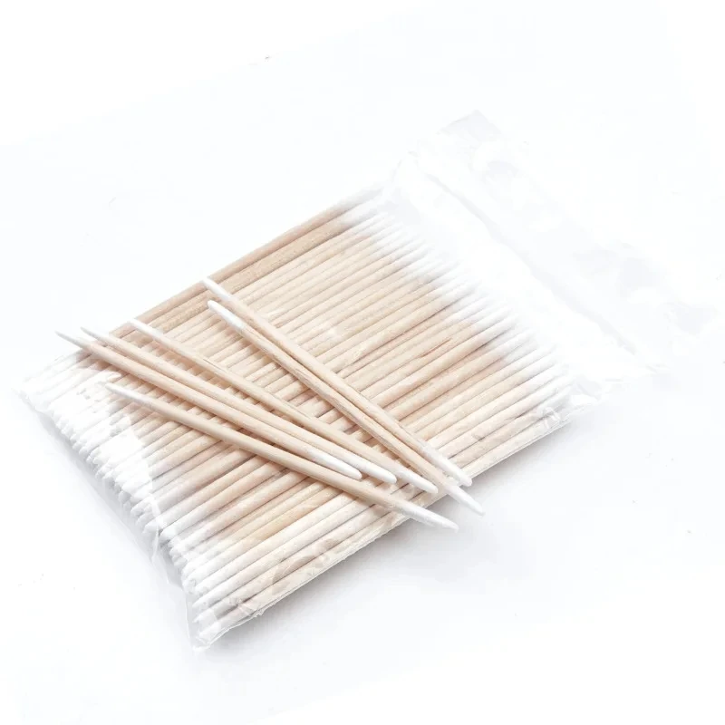 100pcs/bag Disposable Ultra-small Cotton Swab Double Head Lint Free Micro Brush Wood Cotton Buds Lash Extension Glue Clean