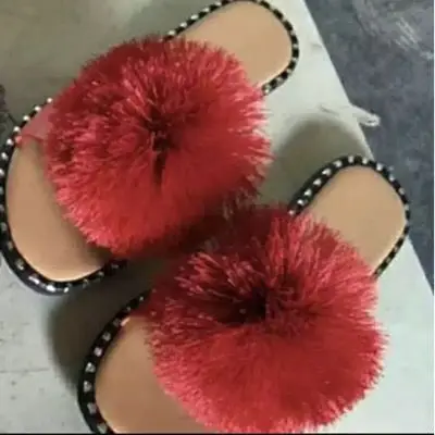  2021 Fashion Summer Flat Hair Ball Slippers Camera New Bag