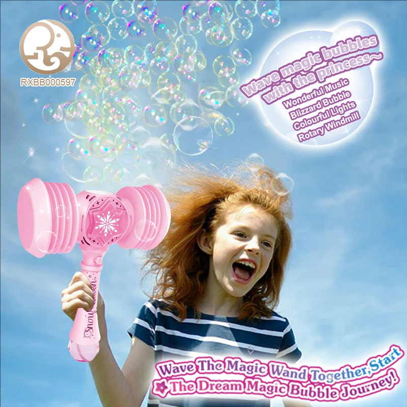 Mini small LED Outdoor girl princess light up electric automatic bubble wand  stick plastic magic bubble glow stick with light