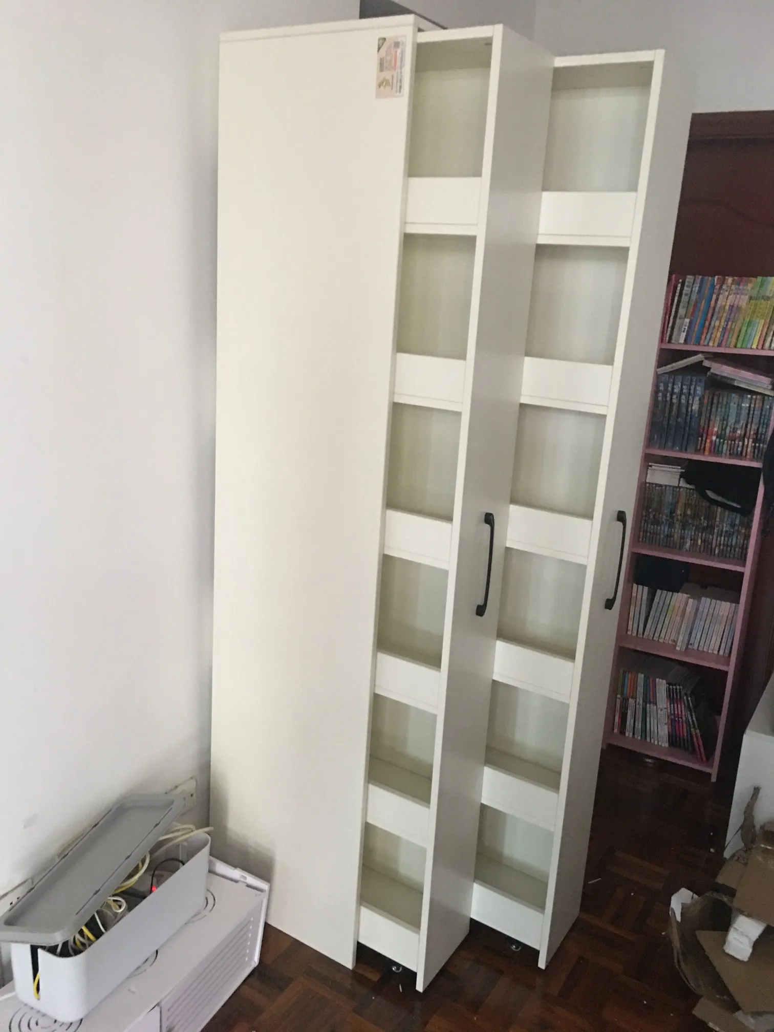 Movable Home Furniture Competitive Price Assemble Easy Malaysia Living Room Furniture Wooden Narrow Simple Bookcase