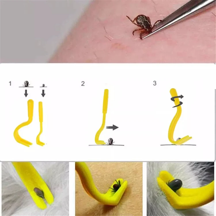 2pcs Pets Tick Removal Tool Dual Teeth Tick Twister Cats Dogs Cleaning Supplies Mites Twist Hook Remover Hook Pet Supplies