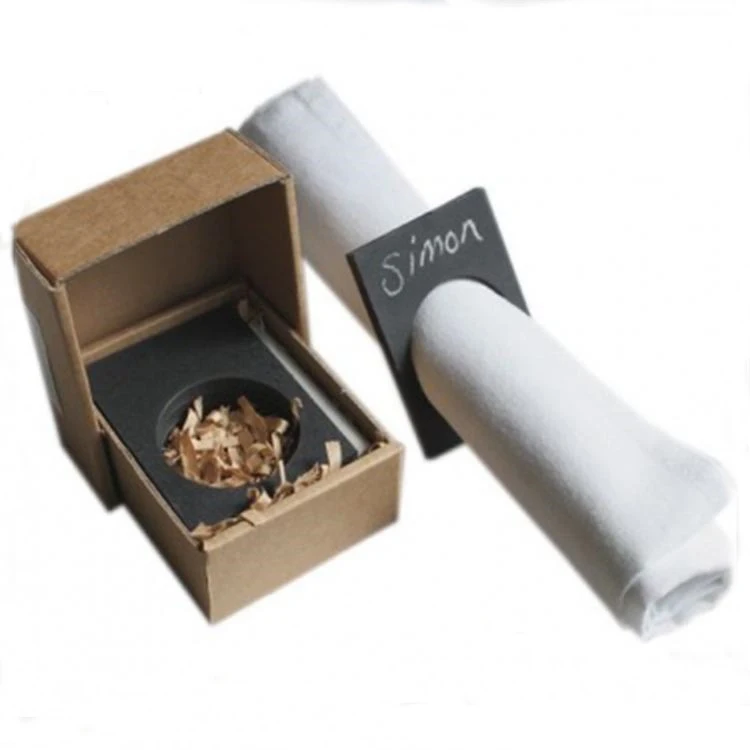 China Factory Stocked Tableware Reusable Wedding Decoration Writtable Slate Napkin Holder Set of 4