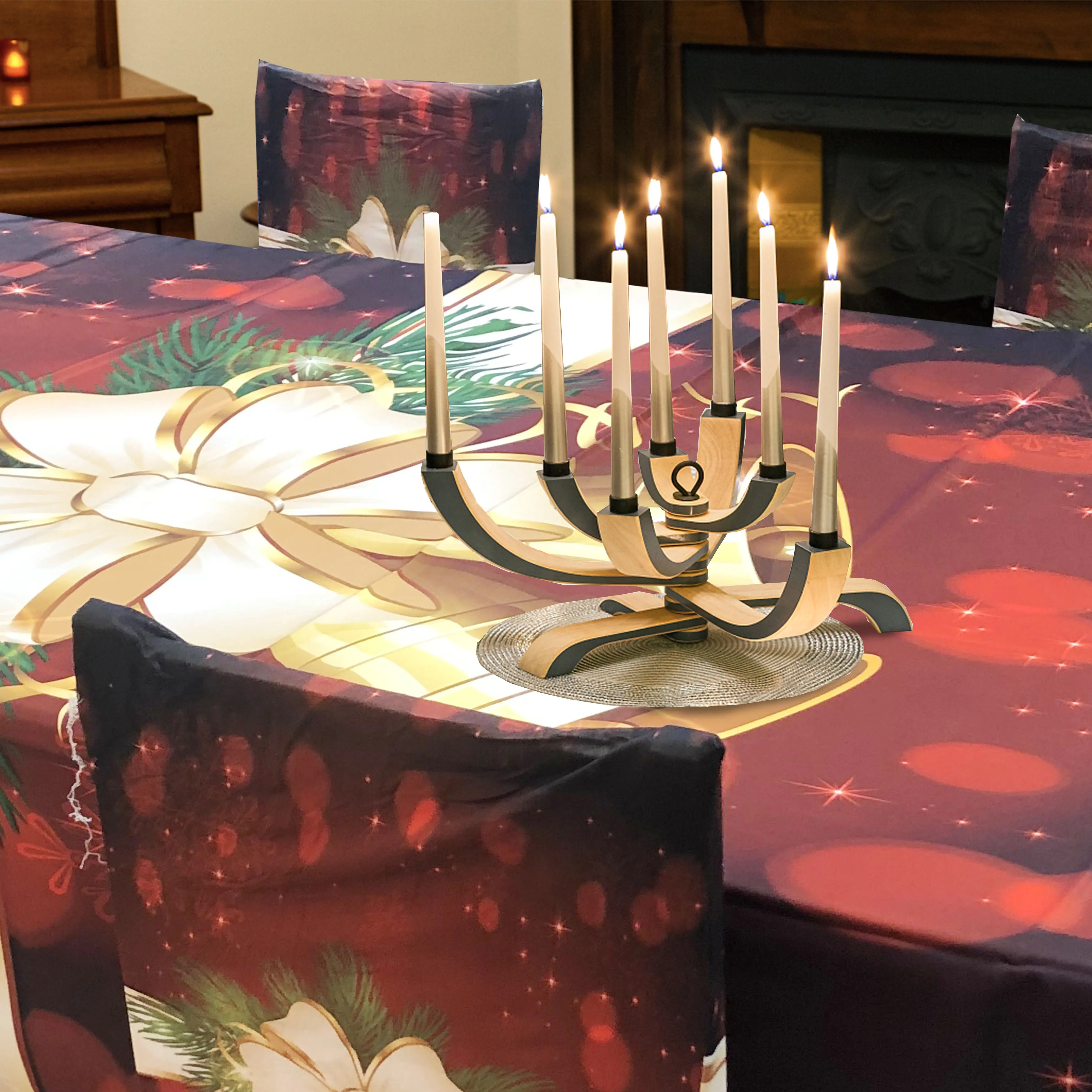 Бесплатный образец, водонепроницаемая Рождественская Декоративная скатерть для вечеринки/скатерти, Золотая скатерть