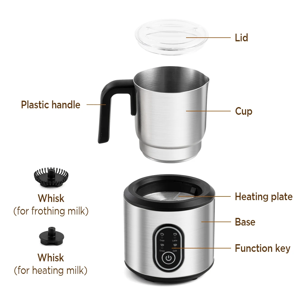 Chulux Milk Frother for Coffee 4 in 1 Electric Detachable Milk Frother and Steamer