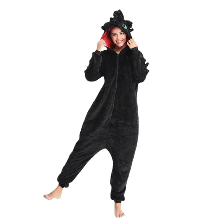 Домашняя пижама с изображением дракона мастера мультяшных животных утолщенная Пижама для лица мужчин и женщин милая Беззубая домашняя одежда мальчиков ночная фурия