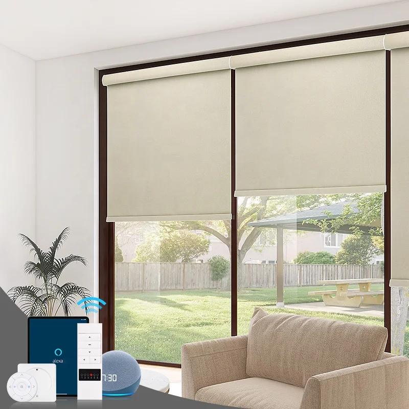 Wifi Control Electric Window Motorized Bluetooth Roller Window Blinds Blackout Blind Automatic Smart roller blind