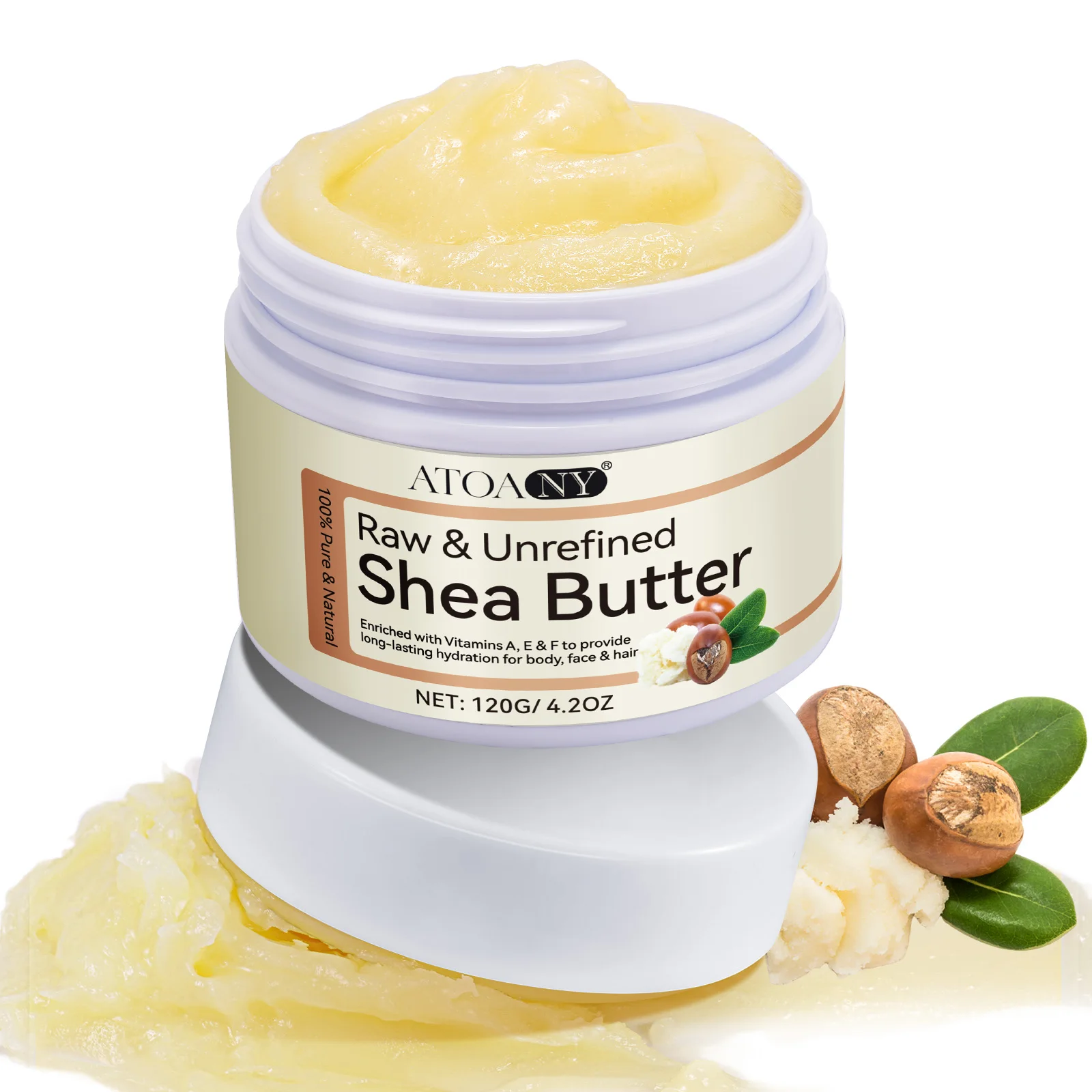 ATOANY Original Shea Butter Hair Mask Skin Lightening Moisturizing Natural Organic Raw Shea Butter Cream for Body Face