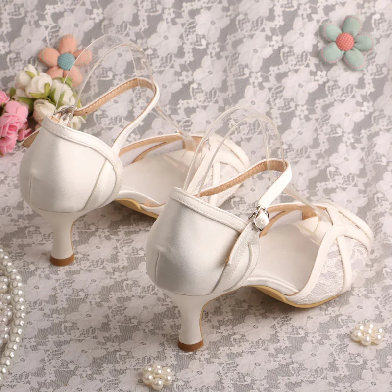 Lace Med Heel Wedding Pumps