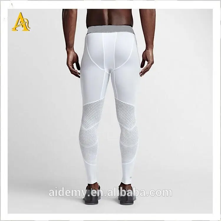 
High Quality Men White Compression Pants Workout Sports Tights Running Leggings 