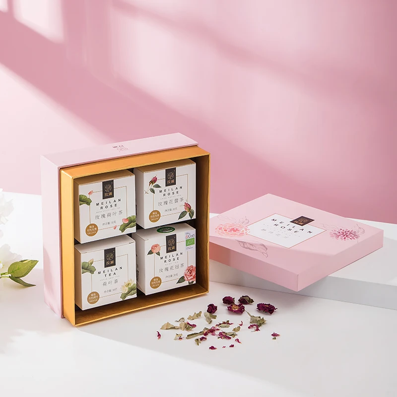 Mei Lan Waiting for Flowers to Bloom Gift Box Organic Rose Buds, Corolla Health Tea, Sulfur Free Smoked Dried Rose with Hand Gif