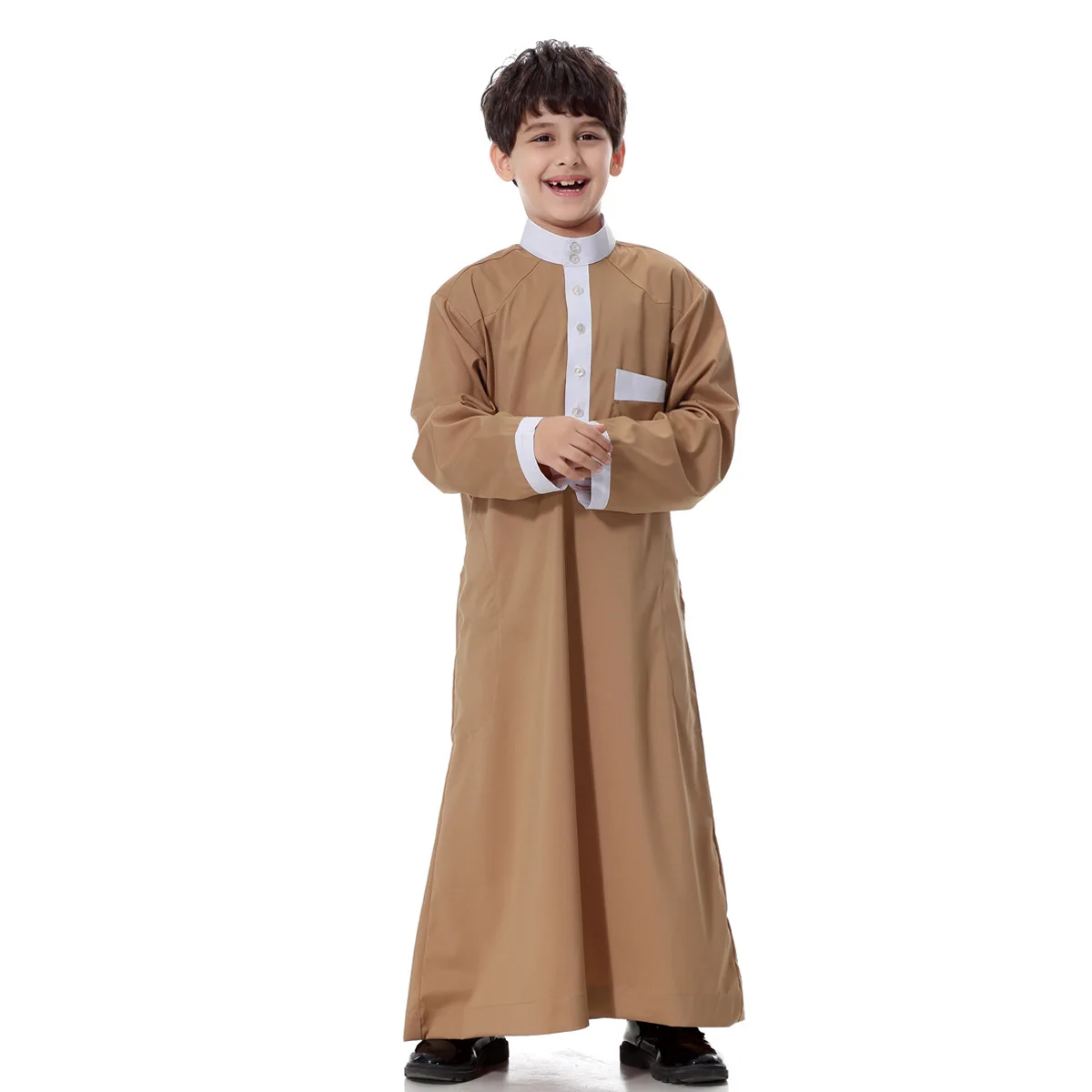 3CN04M Arab Middle Eastern Teen boys Stitching color clothing Muslim prayer clothes kids abaya 2022 Boy Robe