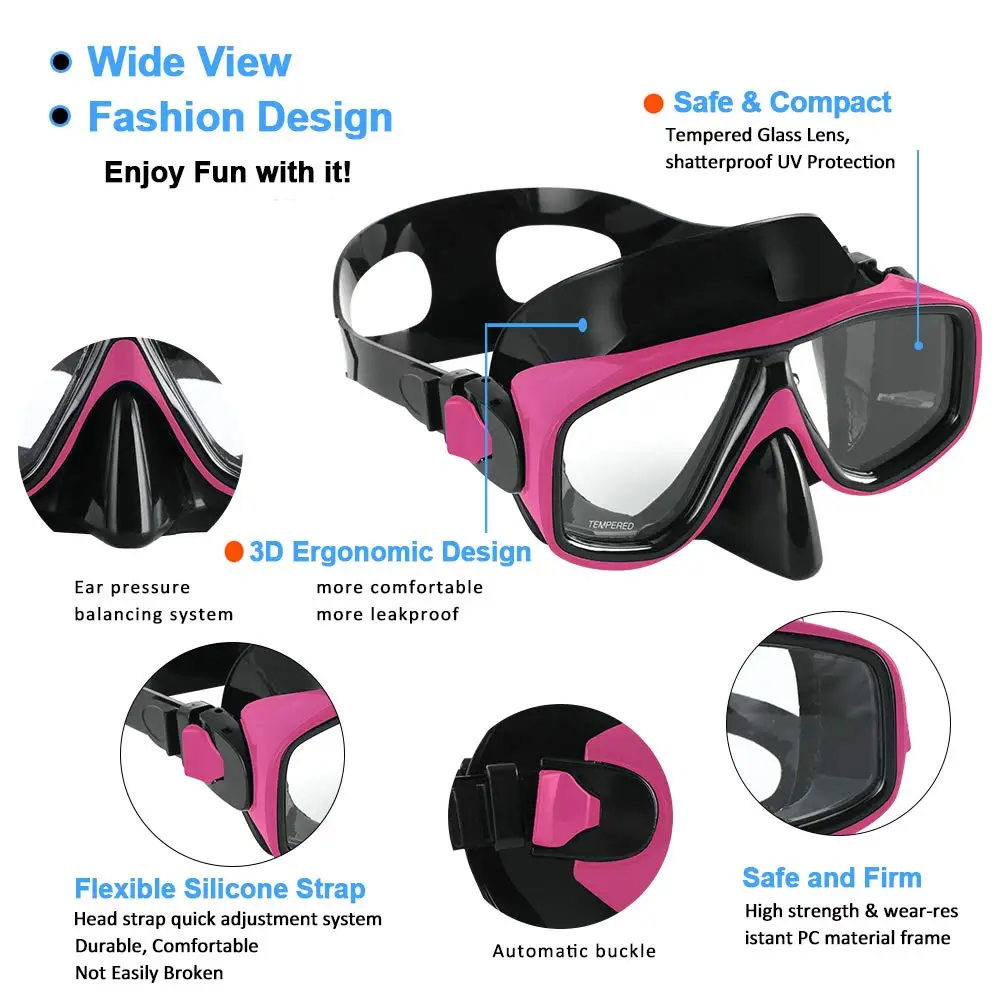 New Model Wide  Diving Mask Tempered Glass Silicone Glasses Frame Diving Mask  Manufacturers