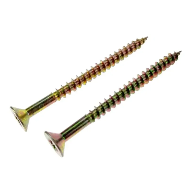 Flat Screws Fasteners Wooden Countersunk Yellow Zinc Plated Chipboard Screw
