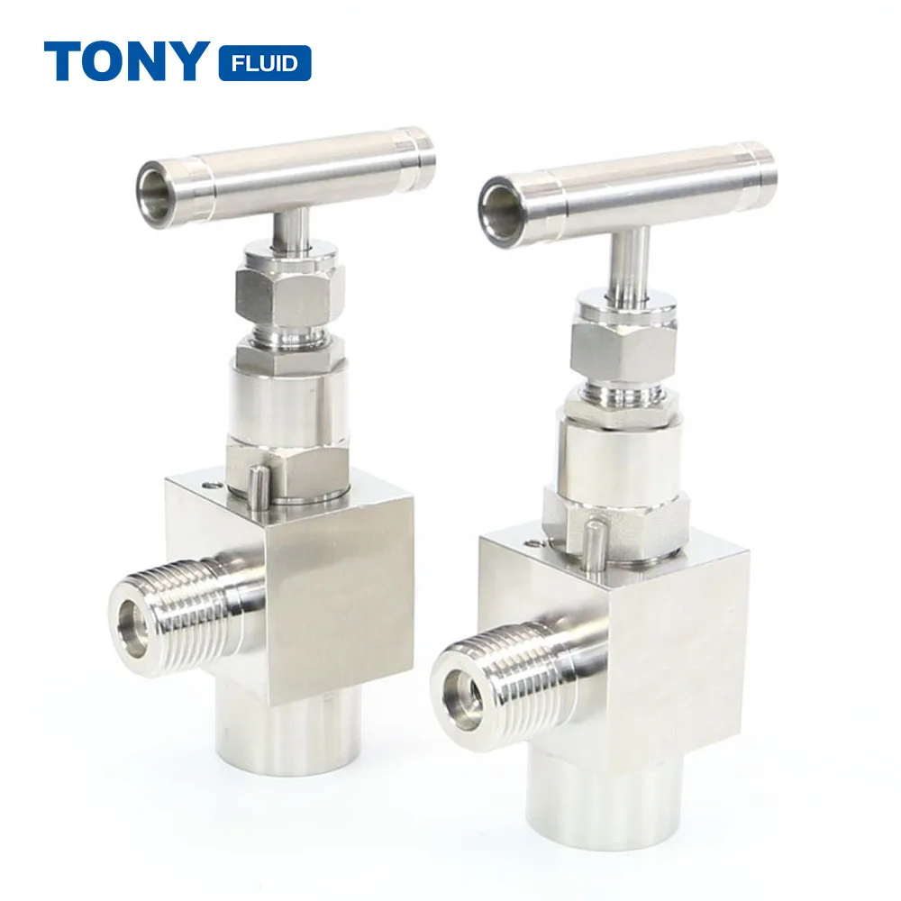 TONY Stainless Steel 90 Degree Angle Needle Valve High Pressure Gauge Needle Valve Female to Male Thread