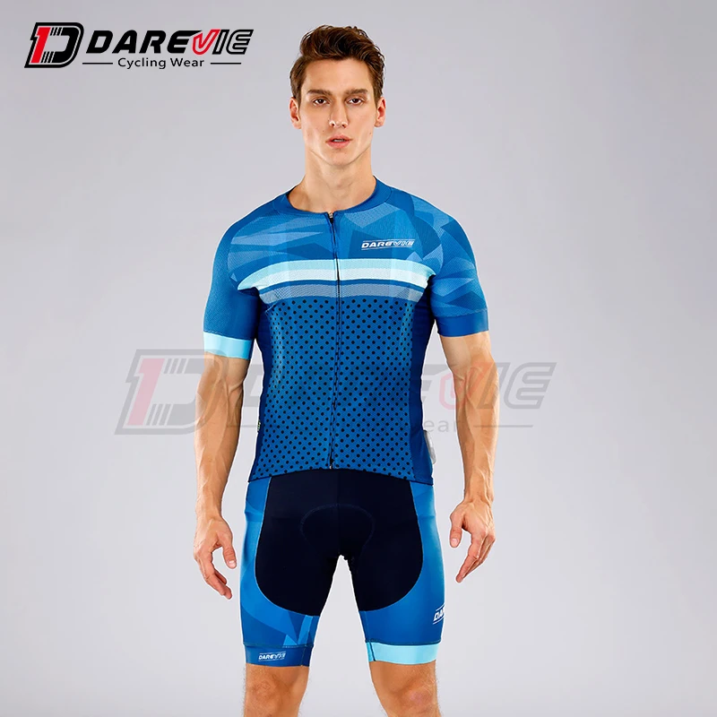 Darevie Wholesale Cycling Jersey Men Tops Biking Shirts Short Sleeve Bike Clothing Full Zipper Bicycle Suit