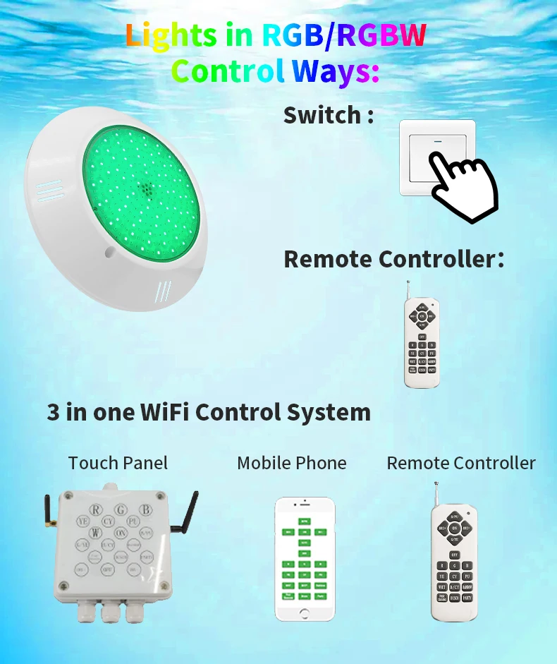 IP68 remote control color changing rgb fountain led swimming pool light underwater lights AC/DC 12V 24V pool lamps