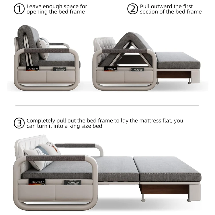 nordic outdoor sectional sofa bed automatic fabric wooden sofa bed