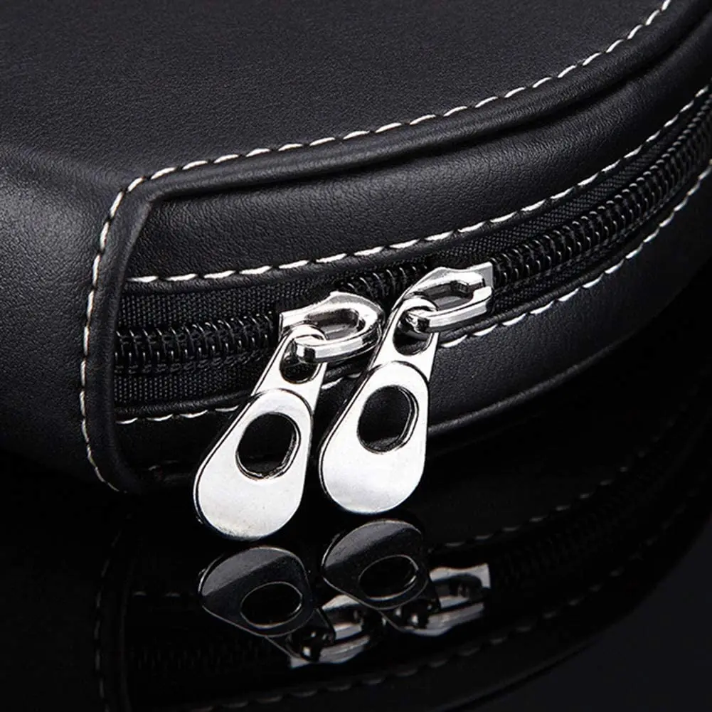 PU Leather 20 Capacity DVD Disc Storage Wallet Waterproof CD Case Holder Storage with Zipper Hand Strap for Travel Car Home