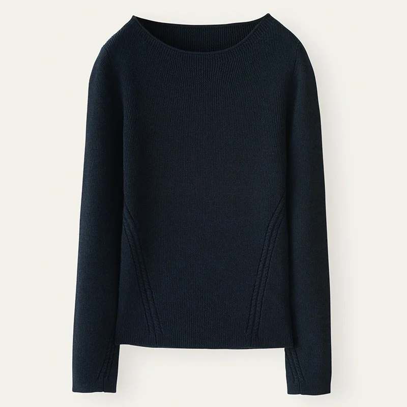 Hot Pure 100% Wool Round Neck Fashioned Pullover Full Needle Stitch with Pattern for Womens Knitwear