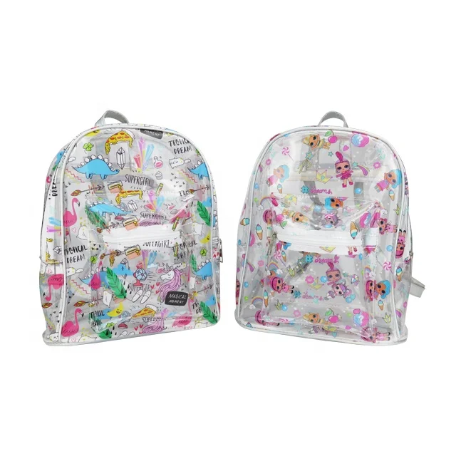 OEM Girls Stylish Mini PVC Custom Clear Drawstring Backpack For Kids