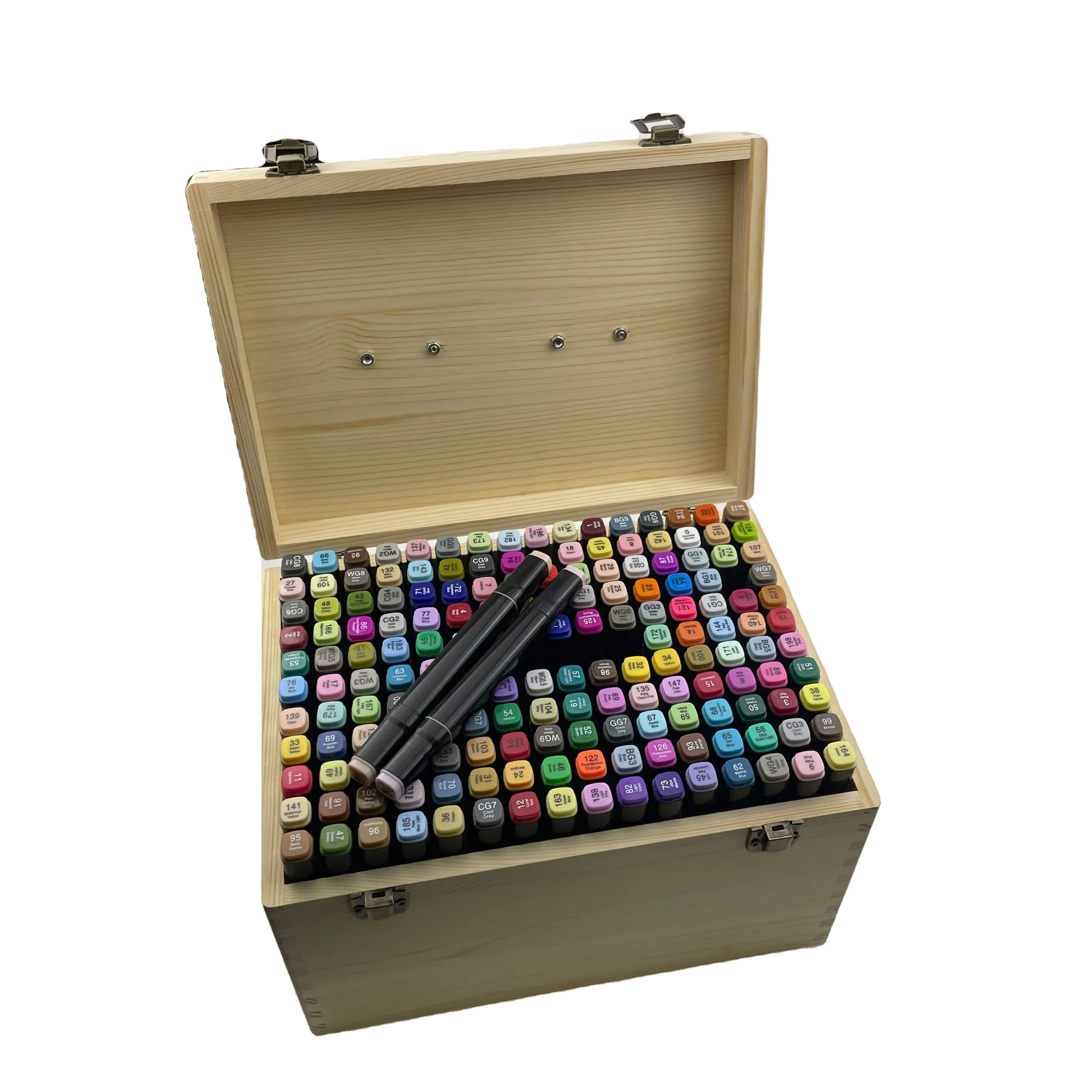 Dual Tip Markers Pen Sets Sketch Graffiti Drawing Alcohol Permanent Marker with Custom Logo Wooden Box