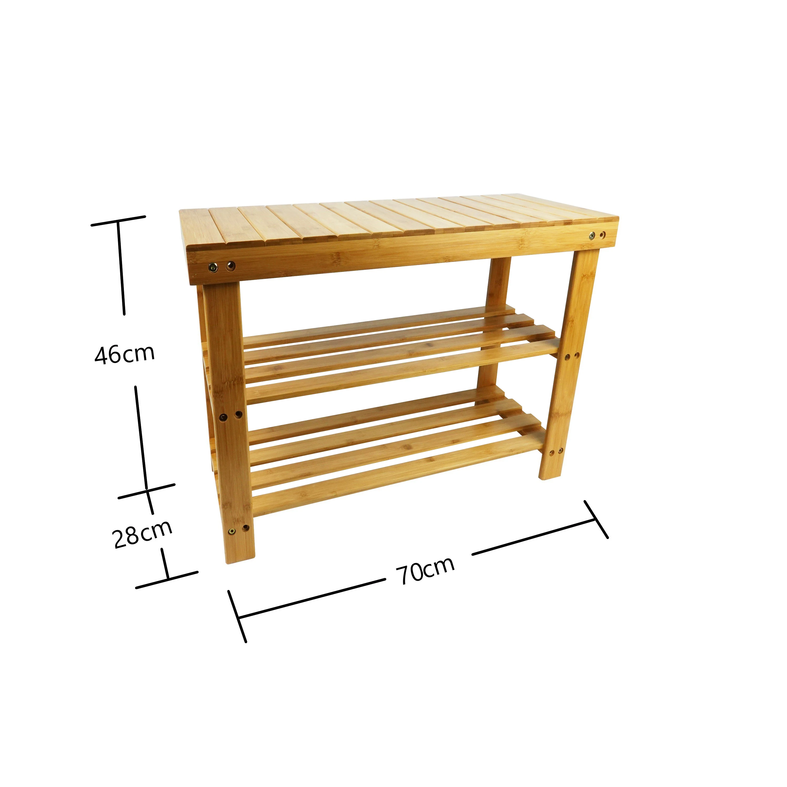 Factory direct bamboo multilayer bamboo shoe rack 3-Tier Bamboo Shelf Shoe rack bench