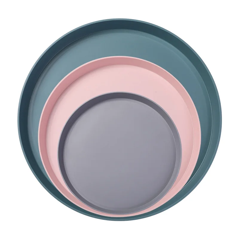 Высокое качество прочные Премиум красивые розовые серые темно зеленые блюда пластиковые тарелки наборы посуды
