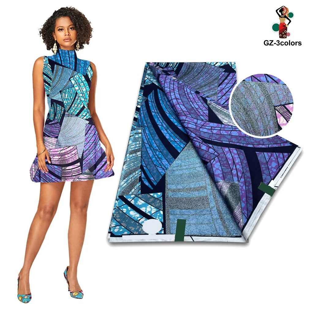 New Arrival 100% Cotton Grand Super Gold Wax  Glitter Wax Print Fabric Ankara