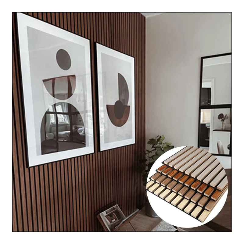 Healthy PET Felt / Polyester Fiber Soundproofing Slat Wooden Acoustic Wall Panel