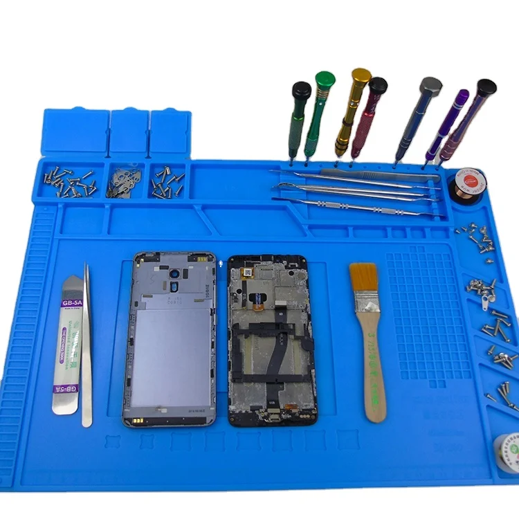 High temperature resistant computer mobile phone repair work mat Iron proof silicone mat with magnetic